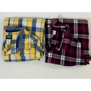 2X Osh Kosk Old Navy Boys size 14/16 button down shirts plaid red yellow